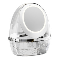 Organisateur de maquillage transparent en plastique anti-poussière avec technique d'injection, présentoir de comptoir pour cosmétiques avec couvercle