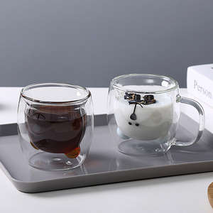 Vente en gros de tasses à café, lait et yaourt en verre borosilicate à double paroi Kawaii en forme d'ours pour le bureau, les anniversaires et Noël - Product Image 3