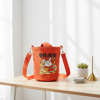 Tas Kanvas Logo Kustom OEM dengan Tali Lepas Pasang, Cetak Zodiak Cina Kelinci, Ukuran Sedang, untuk Promosi Festival Fashion dan Perusahaan
