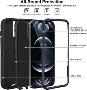 Coque Defender pour <span class=keywords><strong>iPhone</strong></span> 13 <span class=keywords><strong>12</strong></span> Pro Max avec Clip de <span class=keywords><strong>ceinture</strong></span>, étui de protection robuste et résistant aux chocs - Product Image 2