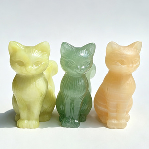 Vente en gros de figurines de chat en cristal naturel, statue de chat en pierre sculptée à la main, décoration de la maison, sculpture d'animaux en cristal, cadeau - Product Image 4