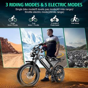 دراجة كهربائية جبلية للطرق الوعرة بمحرك 1000 واط للعجلة الخلفية وبطارية 48 فولت 15 أمبير/ساعة، دراجة هجينة للمدينة بإطارات عريضة للبالغين - Product Image 6