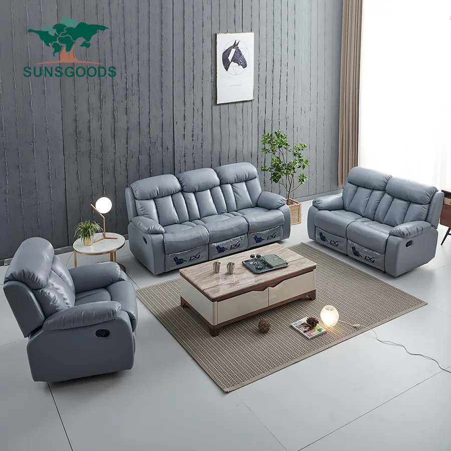 Meubelen Moderne Woonkamer Slaapbank Met Fauteuil, Elektrische Stof Fauteuil Sofa, 3 Stuk Lederen Banken Fauteuil