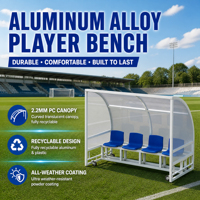 Banc d'équipe de football d'extérieur avec abri à auvent, banc de substitution portable pour les côtés du terrain, en alliage d'aluminium avec revêtement en poudre de polyester
