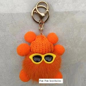 Porte-clés mignon en peluche porte-clés doux avec pompon porte-clés sac à dos pendentif décor <span class=keywords><strong>Kawaii</strong></span> boule <span class=keywords><strong>de</strong></span> fourrure poupée en peluche porte-clés - Product Image 5