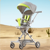 Poussette bébé avec fonctions assise/allongée, cadre en alliage d'aluminium haute visibilité, système de pliage à une touche, poussette de voyage portable