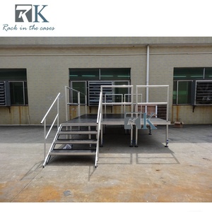 Plataforma de Escenario para Exteriores con Barandillas, Escenario de Aluminio con Altura Ajustable - Product Image 2