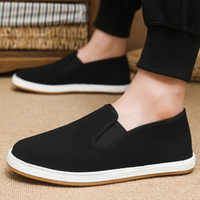 Chaussures en toile traditionnelles pour hommes, noires, flexibles, motif nuage, légères, décontractées, pour la marche quotidienne