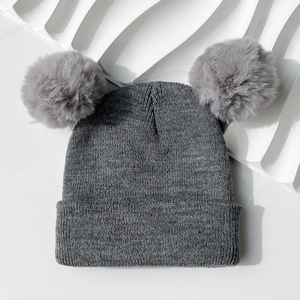 <span class=keywords><strong>Bonnet</strong></span> d'hiver personnalisé en tricot jacquard acrylique pour enfants, filles et garçons, avec double <span class=keywords><strong>pompon</strong></span>, idéal pour l'extérieur - Product Image 6