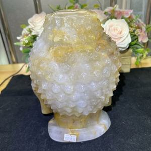 Statues de <span class=keywords><strong>Bouddha</strong></span> en Quartz Jaune Feu Naturel, Têtes de <span class=keywords><strong>Bouddha</strong></span> Golden Healer en Cristal, Artisanat de Pierres de Guérison pour la Méditation - Product Image 3