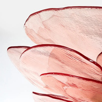 Lustre moderne en verre rose avec fleurs de cerisier, éclairage suspendu avec LED pour chambre à coucher à haut plafond