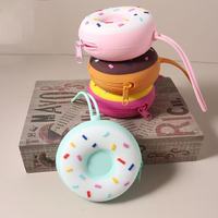 Porte-monnaie moderne en silicone anti-poussière, couleur bonbon, porte-clés, pochette donut, multifonction, portable, pour couple, rangement de voyage