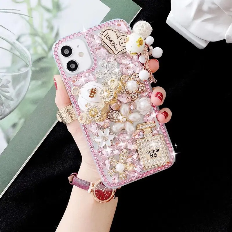 2024 Luxury Sparkly Bling Girl TPU+PC Phone Case Back Bling Acrylic Phone Case for iphone