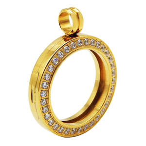 DIY ювелирные изделия Круглый держатель для монет из нержавеющей стали кубический циркон бриллиант открытый медальон рамка ожерелье - Product Image 3