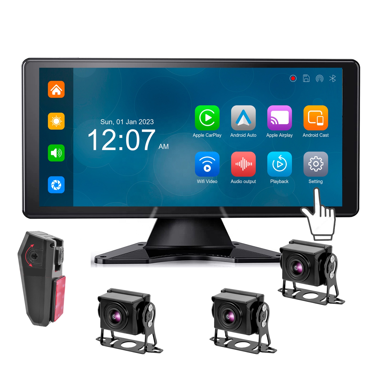 Nuovo Monitor per camion da 10,36 pollici quad split con DVR 4K con kit di telecamere di Backup per Auto carplay e Android