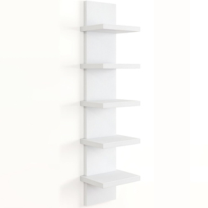 Scaffale Verticale Moderno a 5 Ripiani in Legno, Mensola Galleggiante da Parete <span class=keywords><strong>per</strong></span> <span class=keywords><strong>Soggiorno</strong></span> e Camera da Letto - Product Image 1