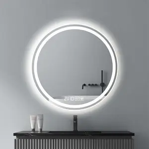 현대 지능형 LED 욕실 거울 하이 퀄리티 조명 라운드 벽 거울 라이트 터치 스위치 호텔