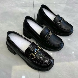 <span class=keywords><strong>Mocasines</strong></span> <span class=keywords><strong>de</strong></span> alta calidad, zapatos <span class=keywords><strong>de</strong></span> cuero negro para <span class=keywords><strong>mujer</strong></span>, zapatos informales <span class=keywords><strong>de</strong></span> moda <span class=keywords><strong>de</strong></span> tacón grueso con cabeza redonda Vintage, venta al por mayor - Product Image 2