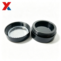 Bouchons à vis en plastique noir avec fenêtre transparente visible, fermetures de bouteilles en PP pour pots de crème cosmétique, marque OEM/ODM CN/FUJ