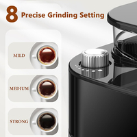 Cafetera comercial americana semiautomática eléctrica de vidrio, 12 tazas, programable 24 horas, todo en uno, con molinillo, negra, de bajo consumo energético
