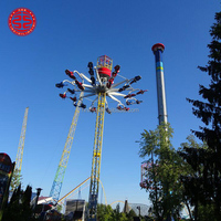 Manèges de parc d'attractions en fibre de verre de la série Flying Tower, aire de jeux extérieure, tour de chute libre, 24 places, 40 m de hauteur