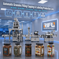 Ligne de production automatique de remplissage, de bouchage et d'étiquetage de granulés, avec peseuse électronique 20-60 BPM pour noix, fruits secs, bonbons, graines, certifiée CE