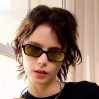 Lunettes de soleil tendance de petite taille pour femmes, monture rectangulaire rétro, légères, pour hommes