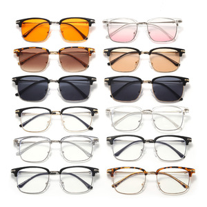 Eyebrow-Shaped Rectangle Eyeglasses Frames Full-Frame <b>PC</b> Lens Blue Light Protection For Men - Product Image 4