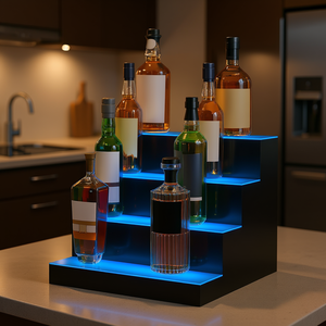 Estante de Bar con Iluminación LED de 4 Niveles, 16 Pulgadas, Acrílico, para Exhibición de Licores, para Bar en Casa, con Control RF, Accesorios Inteligentes para Bar - Product Image 2