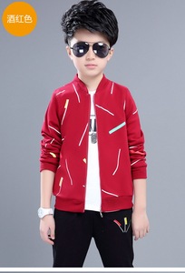 Zipper Long Sleeve Stripe <b>Jacket</b> Print Sport Suit Spring Kids Boys Clothes Sets - Product Image 2