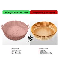 Friteuse à air réutilisable Pot en silicone Doublures rondes en silicone Panier pour friteuse à air antiadhésif sans danger pour les aliments Accessoires de four