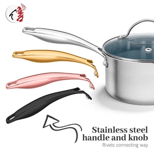 Tùy chỉnh cổ điển 9-Piece triply thép không gỉ <span class=keywords><strong>Cookware</strong></span> Set với Non-Stick nội thất cảm ứng sẵn sàng Glass có nắp đậy - Product Image 5