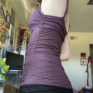 Purple Patchwork Sweet Knitted Women Tank Tops Summer Elegant V-<b>Neck</b> Backless Casual Layering Top Quick-Dry Breathable Ruffles - Product Image 3