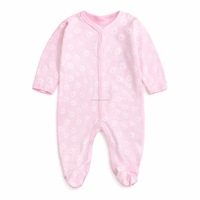 Pijama de algodón para bebé con pies cubiertos, manga larga, pelele para recién nacido, ropa de dormir unisex, botones suaves, precio de fábrica al por mayor