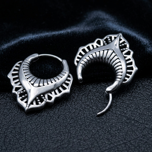 Yunnique Tibetan Silver Plated Geometric Stud Earrings Triangular <b>Titanium</b> Steel Design Minimalist Unisex Fashion Jewelry - Product Image 1