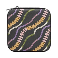 Boîte à bijoux de luxe en velours noir motif hawaïen pour femme, avec fermeture éclair, légère, durable, portable, étui de voyage personnalisé