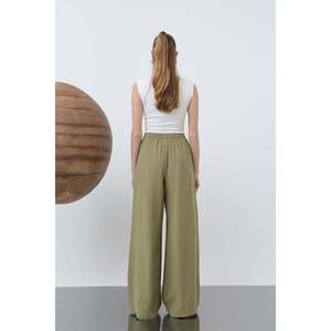 Pantalones de Cintura Elástica Color Oliva para Mujer, Corte Cómodo para Uso Diario Informal, Estilo Versátil, Tallas S-XL - Product Image 5