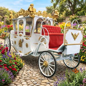 Chariot de Mariage Impérial de Luxe Classique Blanc de Haute Qualité pour Décoration de Fête, Chariot de Transport de Style Contes de Fées - Product Image 1
