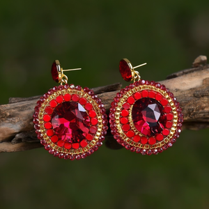 Pendientes de Cristal con Diamantes de Imitación Rojos, Chapados en Oro, Acero Inoxidable 316L, Joyería de Diseño - Product Image 3