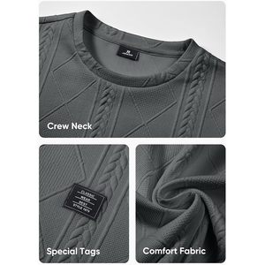 Camisas de punto de manga larga informales personalizadas para hombre, jersey de cuello redondo, sudadera antiarrugas, características anticontracción, decoración de patrón - Product Image 5