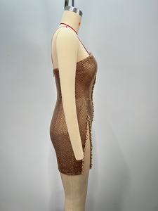 स्पार्कली बेडेड क्रिस्टल शाम पोशाक सेक्सी स्ट्रैपलेस मिनी शेथ वेडिंग पार्टी गाउन कस्टमाइज्ड स्लीवलेस प्रोम कपड़े - Product Image 4