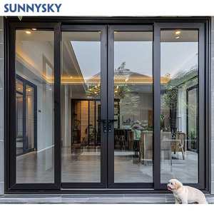Sunnysky AS2207 porta scorrevole in alluminio dal Design moderno per ville in vetro temperato laminato doppio con chiusura a maniglia dorico - Product Image 3