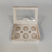 Boîtes à cupcakes blanches jetables et recyclables avec doublure en éponge, 50 pièces, fenêtre gaufrée, pelliculage mat, revêtement UV, finition brillante personnalisée