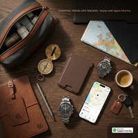 Traceur GPS Airtags pour Portefeuille, Étui Magnétique pour Cartes, Étui en Cuir avec 4 Cartes, Housse Magnétique pour Passeport