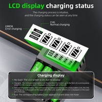 Chargeur de batterie au lithium AA rechargeable PUJIMAX à 4 emplacements, ensemble de batteries Li-ion 1,5 V avec 4 piles AA de 3400 mWh à haute efficacité
