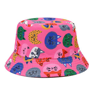 2025 dupla face chapéu de pescador infantil gato bonito impressão chapéu viseira para lazer ao ar livre ciclismo mão desenhada impressão casual cena - Product Image 4