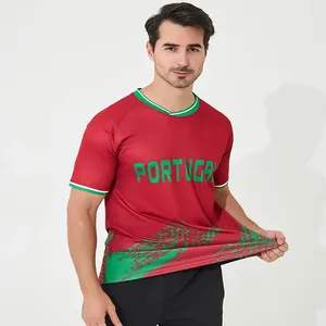 Camiseta <span class=keywords><strong>de</strong></span> Fútbol <span class=keywords><strong>de</strong></span> <span class=keywords><strong>Portugal</strong></span> para Hombre, <span class=keywords><strong>de</strong></span> Alta Calidad, Último Modelo Europeo, Manga Corta, Cómoda, Sublimada, <span class=keywords><strong>de</strong></span> Secado Rápido - Product Image 3