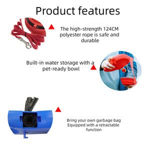 สายจูงสุนัขแบบ4 in 1สำหรับกลางแจ้งสายจูงสัตว์เลี้ยงแบบพกพามาพร้อมกับตัวจ่ายถุงอึและชามซิลิโคนพับได้ - Product Image 4