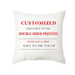 Design Custom Size Logo Cotton Velvet Linen Pillow Case Cover Print Pillow Case Sublimation Custom Cushion Cover