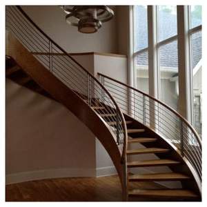 Escalera Curva Contemporánea con Peldaños de <span class=keywords><strong>Madera</strong></span> <span class=keywords><strong>para</strong></span> Hogares Familiares Modernos que Combina Calidez y Líneas Limpias <span class=keywords><strong>para</strong></span> Unidades Dúplex de Lujo - Product Image 3